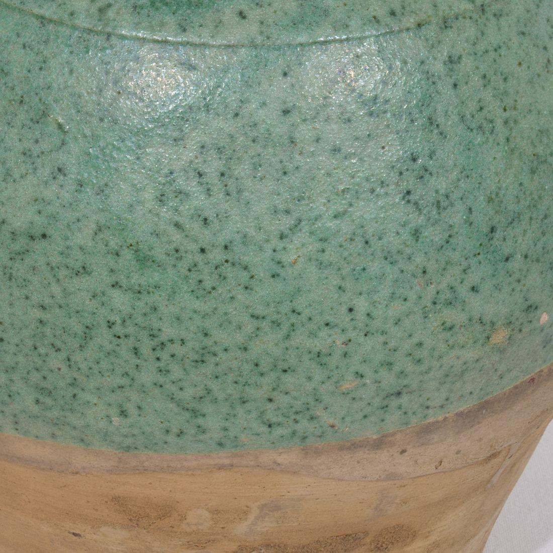 Siglo XIX, jarra o aguamanil francés de terracota vidriada verde en venta 1