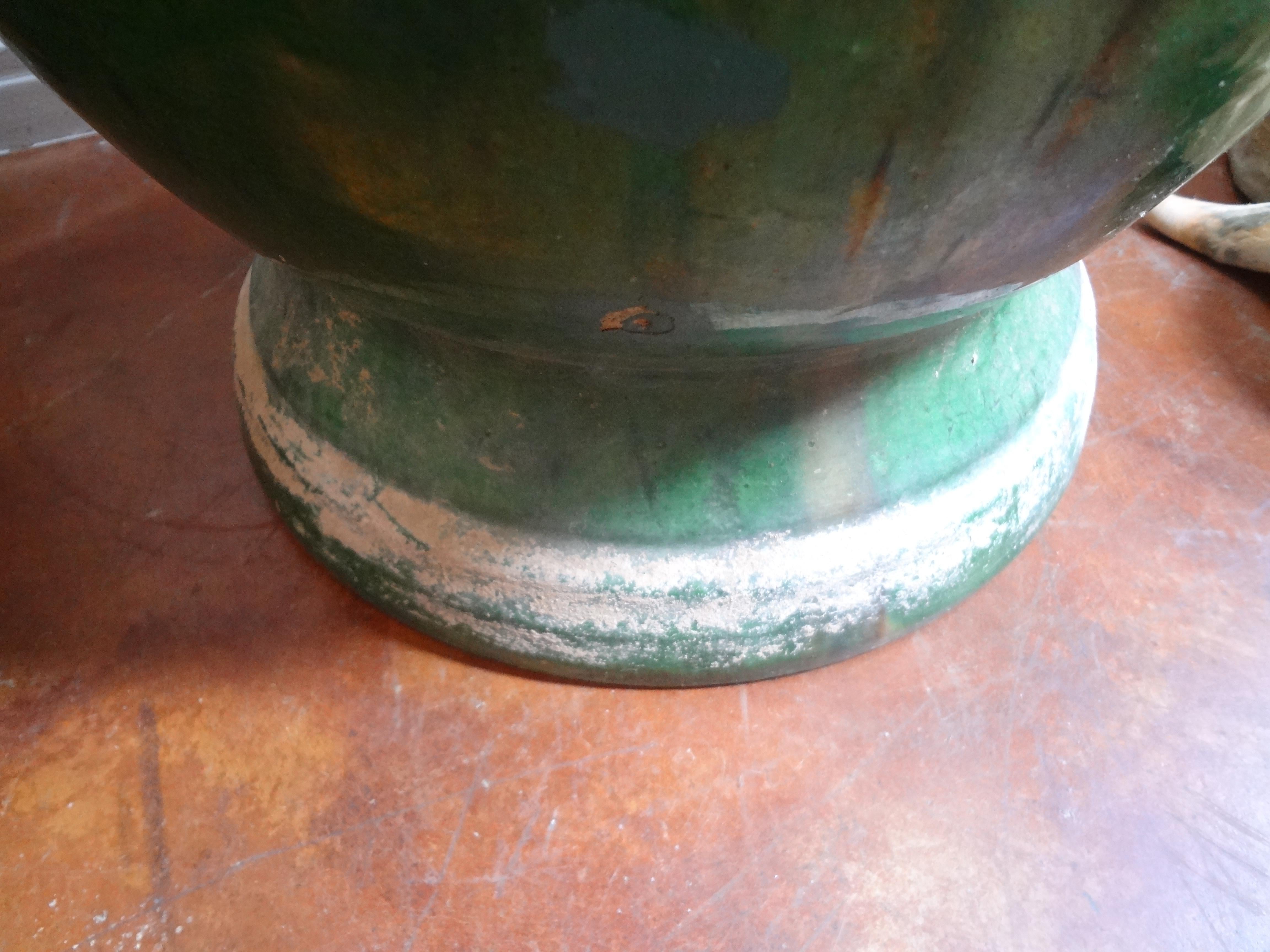 French Provincial 19th Century French Green Glazed Terracotta Planter from Anduze