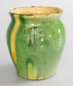 19th Century French Green Glazed Terracotta Planter Vase Confit Pot
