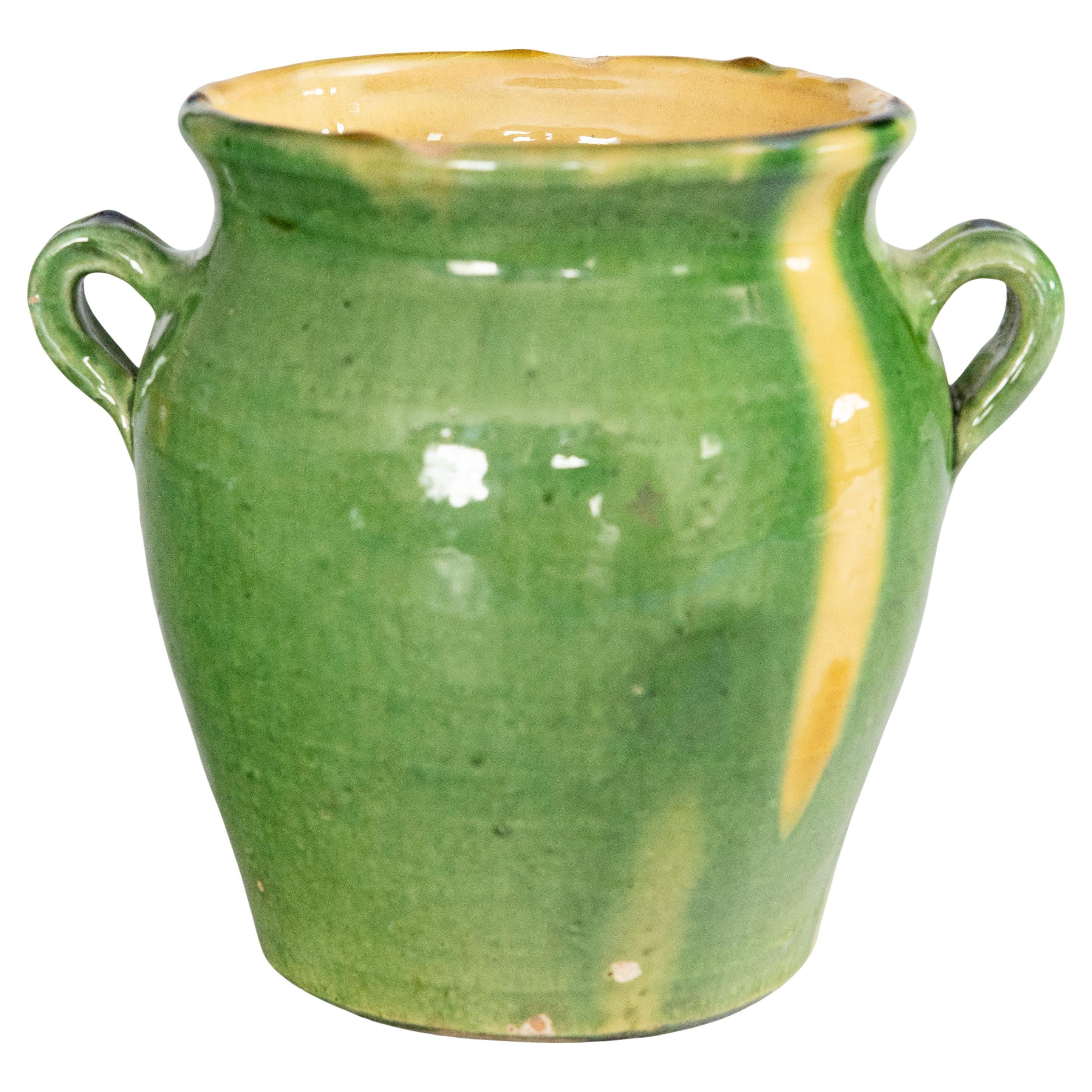 19. Jahrhundert Französisch grün glasiert Terrakotta Pflanzgefäß Vase Konfit Topf
