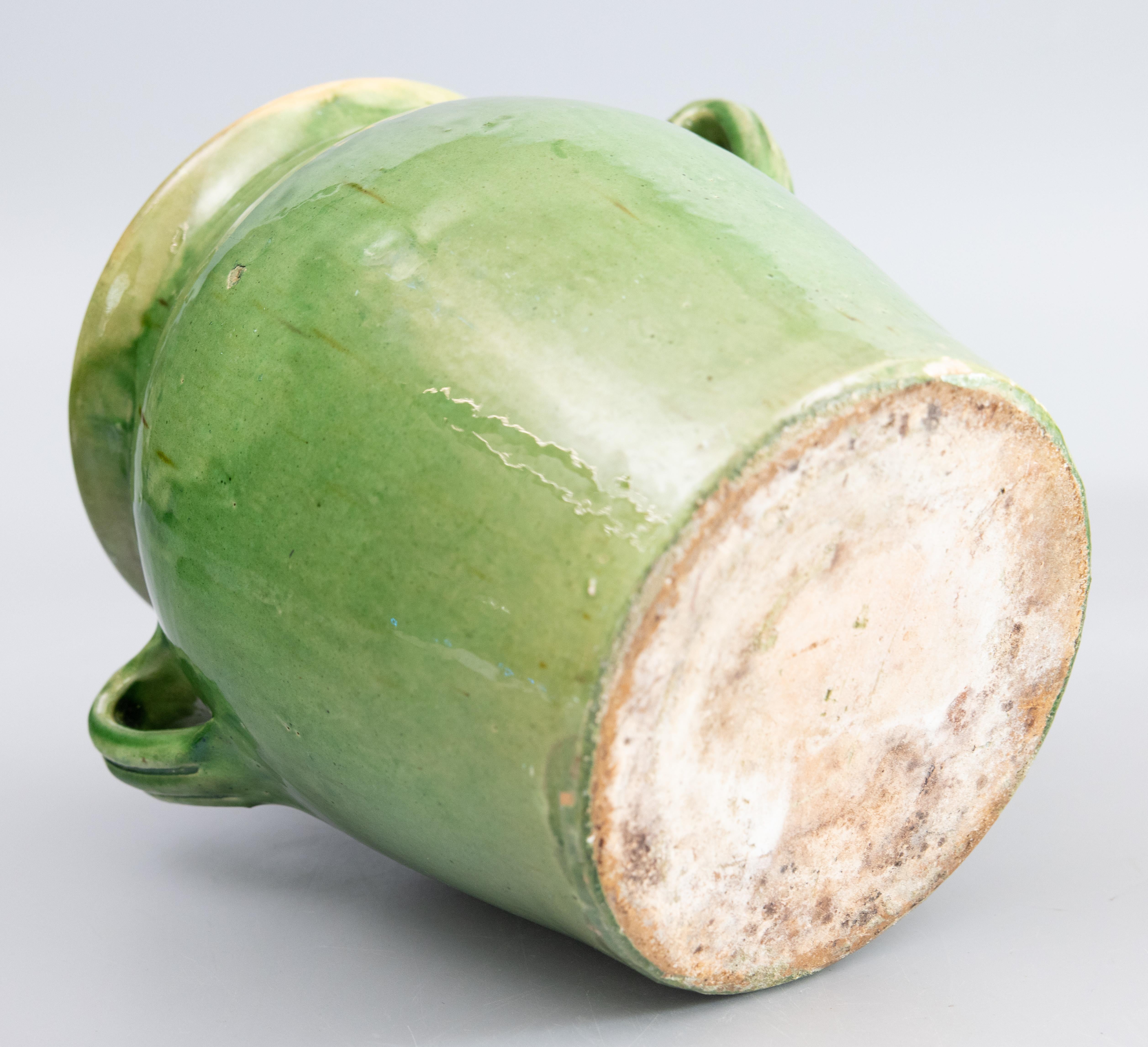 Ceramic 19th Century French Green Glazed Terracotta Planter Vase Crock Confit Pot