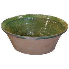 19th Century French Green Glazed Terracotta "Tian" Bowl from Provence