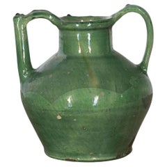 19th Century French Green Glazed Water Jug