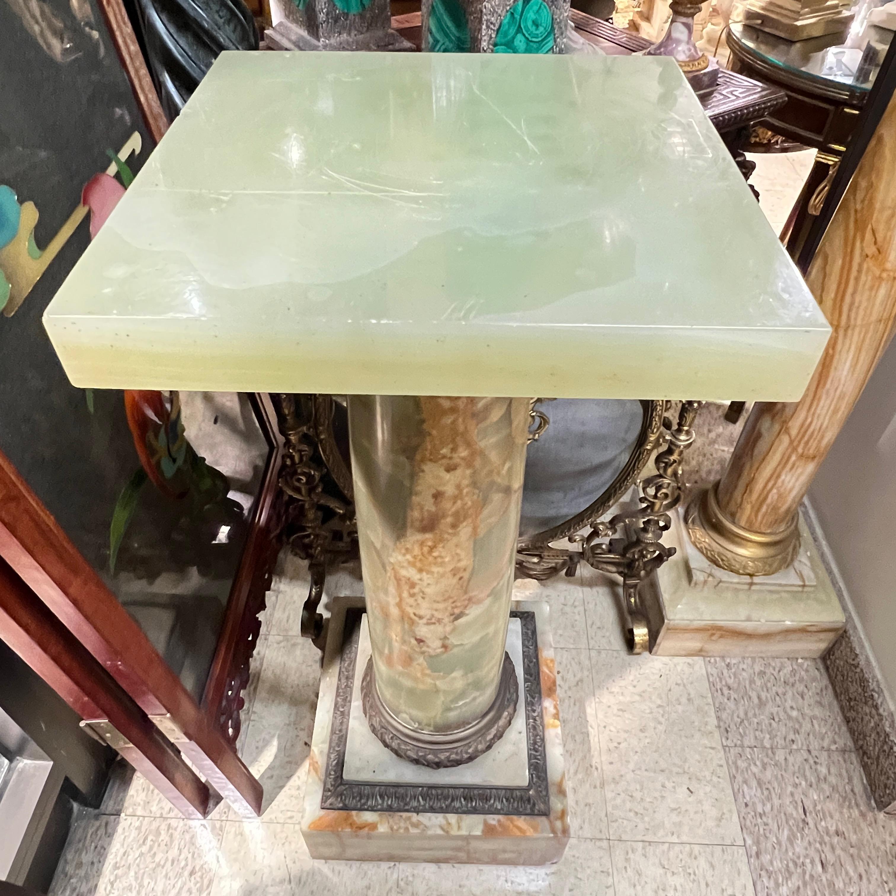 19th Century French Green Onyx and Bronze Pedestal For Sale at 1stDibs