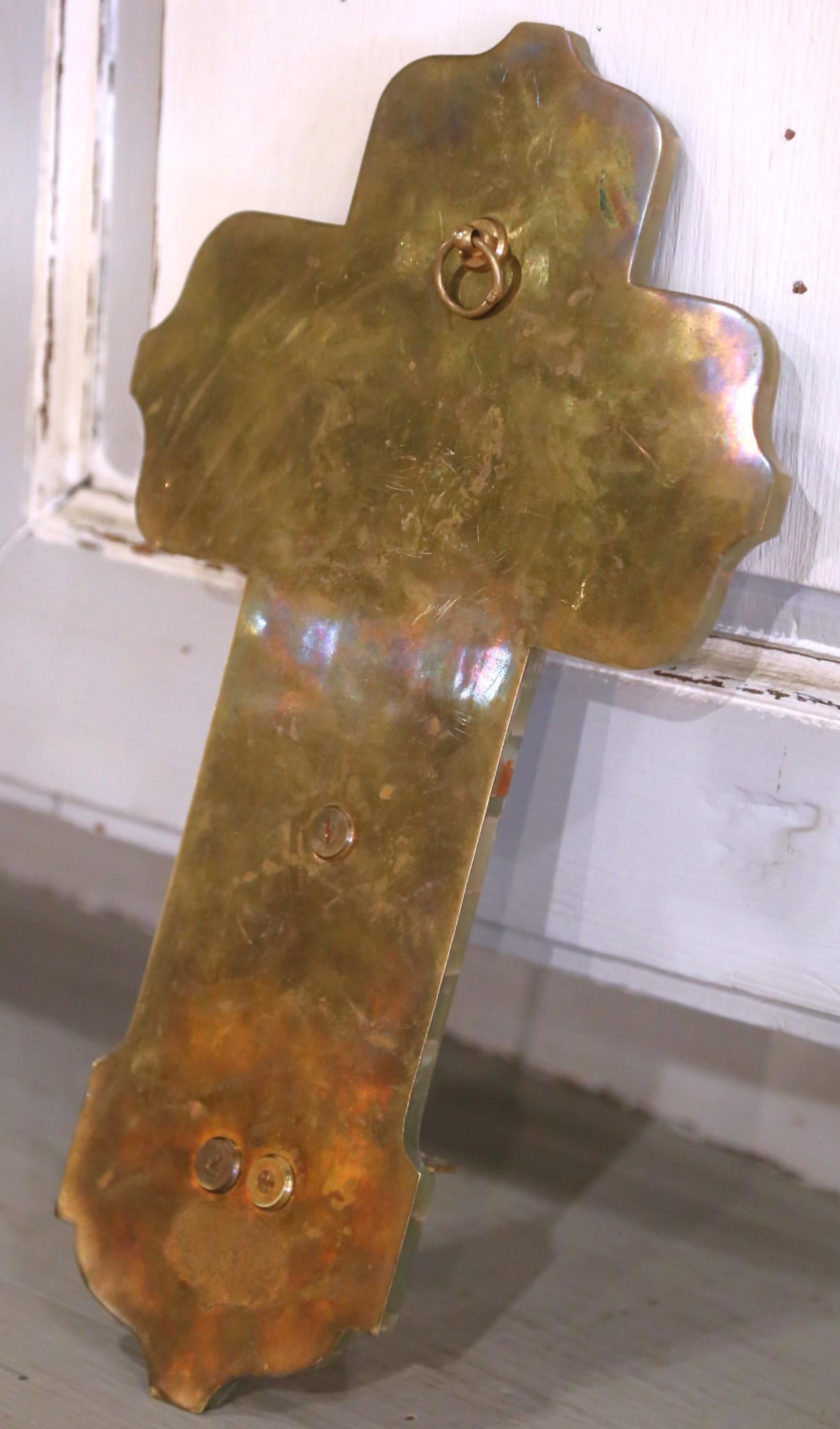 19th Century French Green Onyx and Cloisonné Enamel Holy Water Font Cross For Sale 2