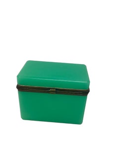 19th Century French Green Opaline Glass Box