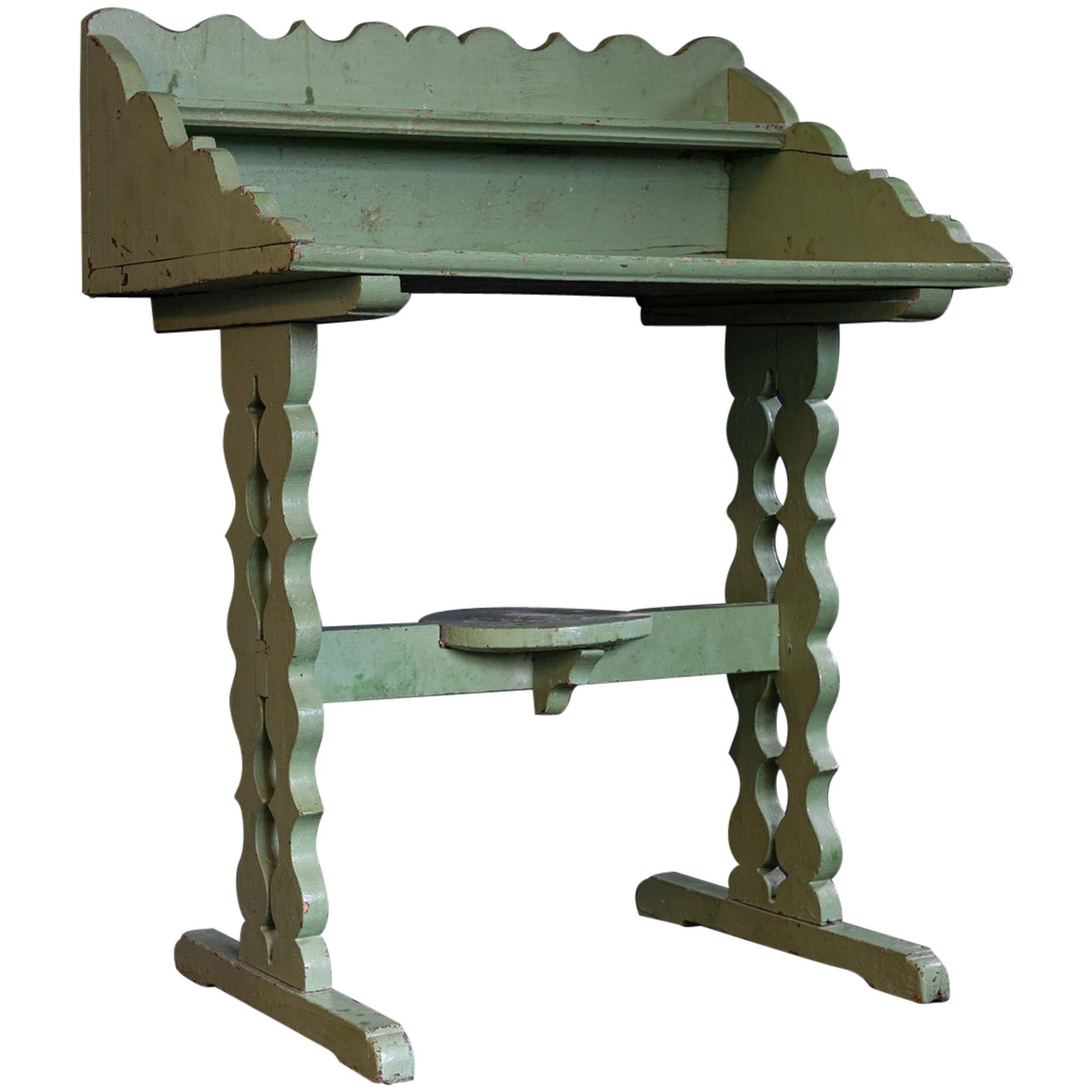 19th Century French Green Painted Oak Provincial Washstand