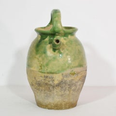 19th Century, French Green/ Yellow Glazed Earthenware Jug or Water Cruche