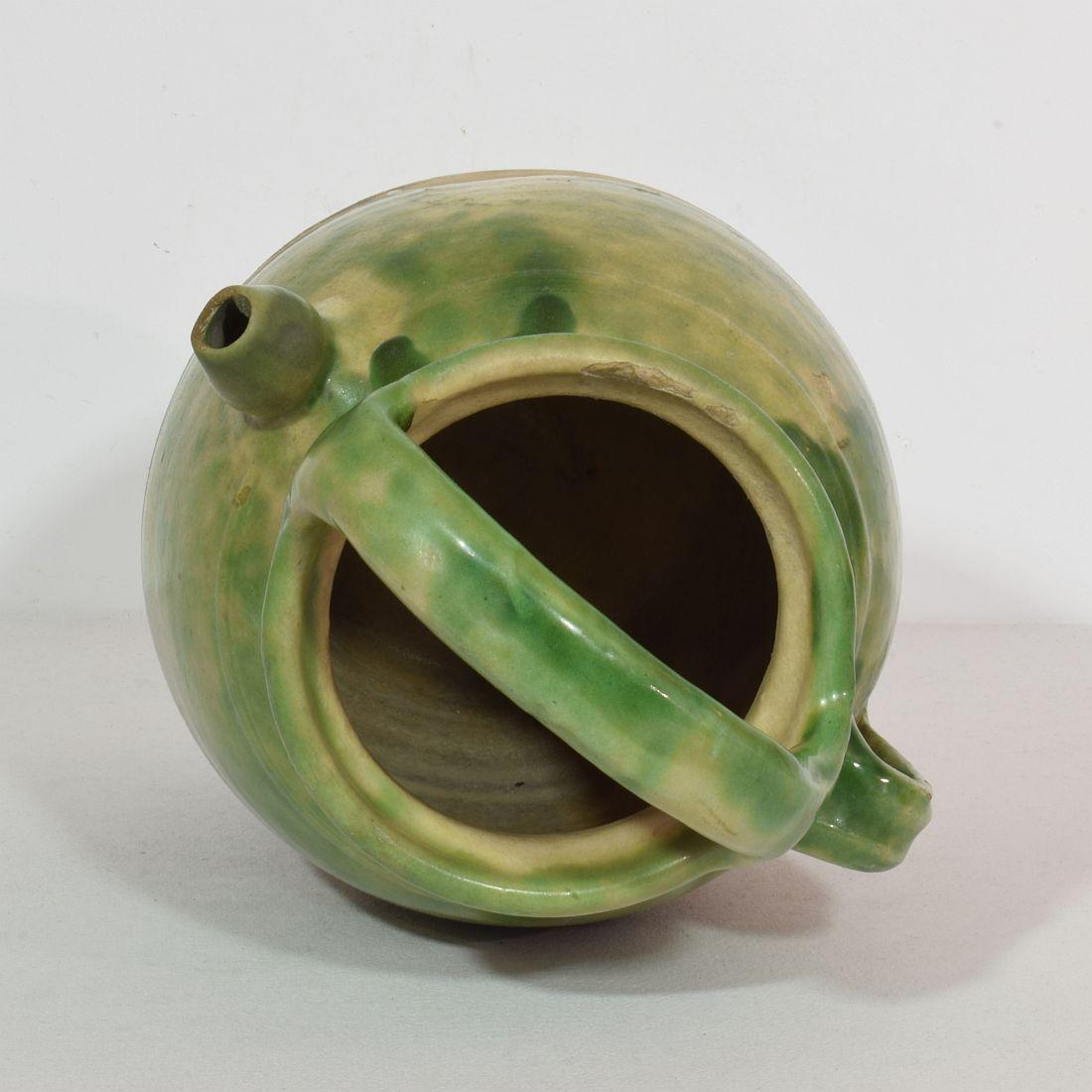 19th Century, French Green/ Yellow Glazed Earthenware Jug or Water Cruche 4