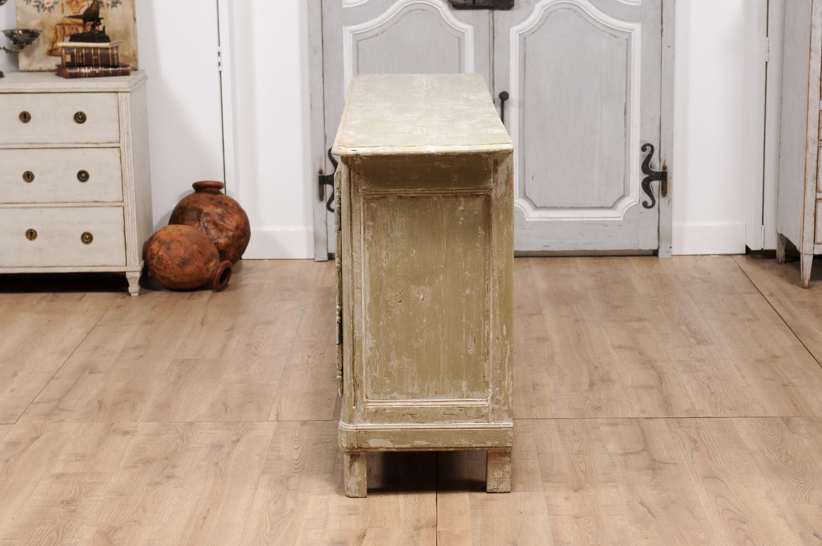 19th Century French Grey Beige Painted Three-Door Enfilade with Rustic Character 4