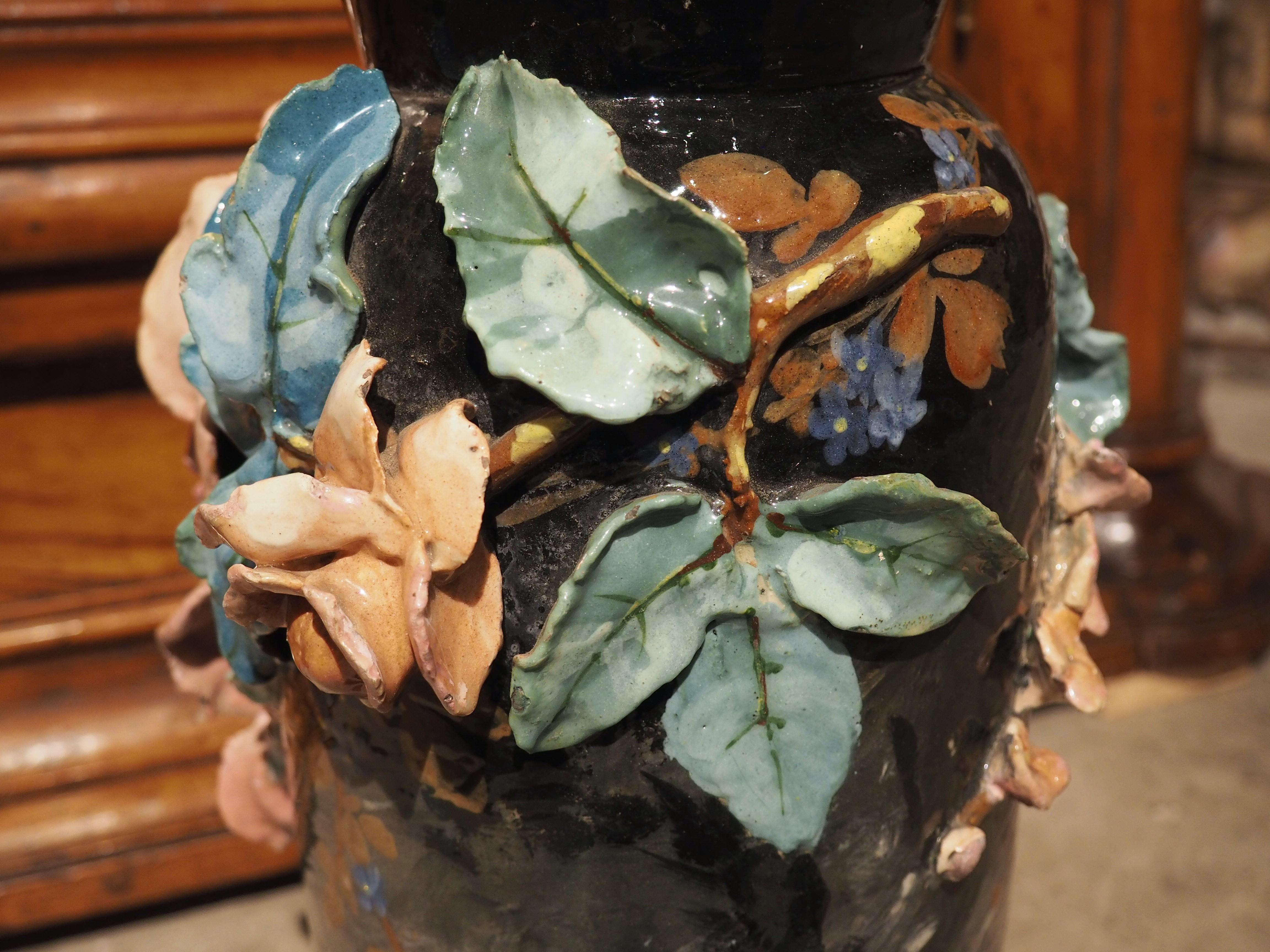 Vase à Barbotine en Gros Relief du 19ème siècle par Edouard Gilles 2