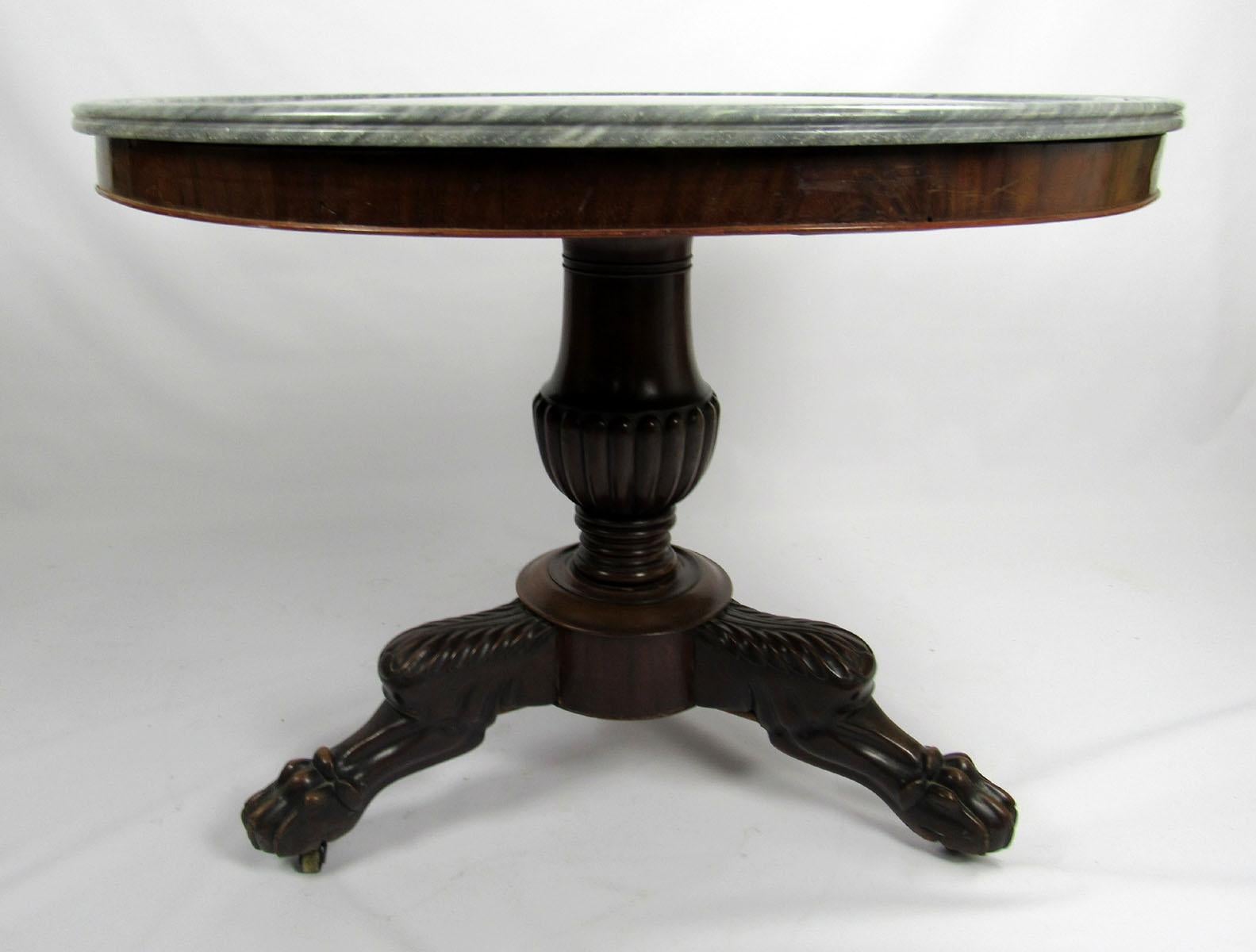 19th Century French Gueridon Table with Bleu Turquin Marble Top For Sale 8