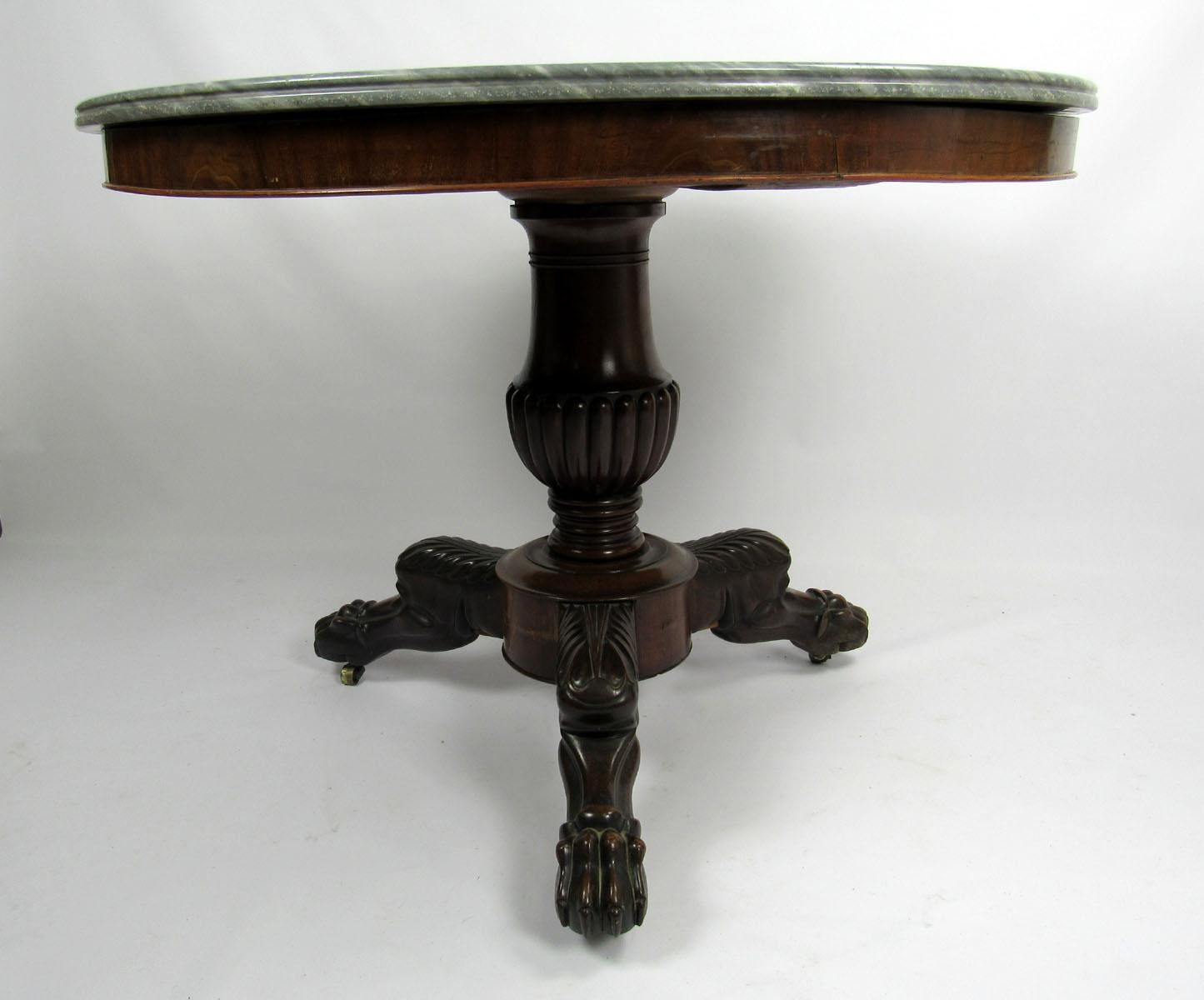 19th Century French Gueridon Table with Bleu Turquin Marble Top For Sale 4
