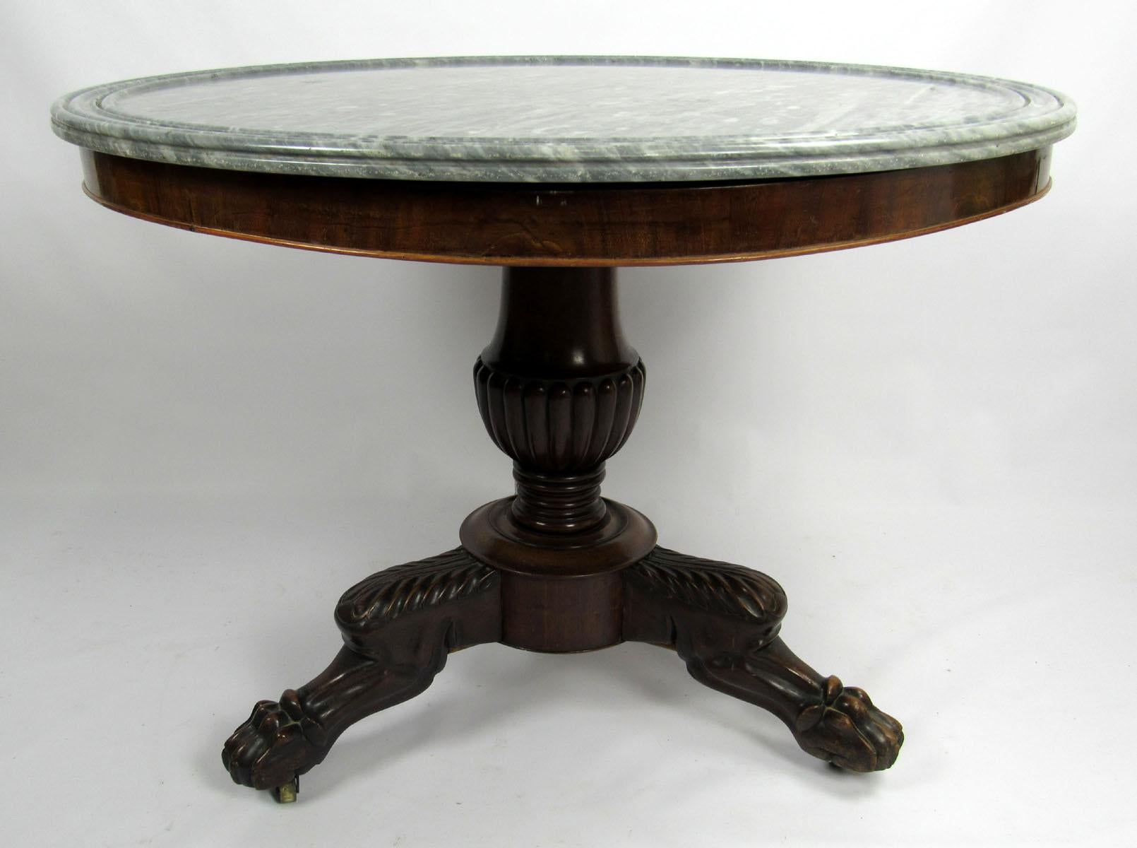 19th Century French Gueridon Table with Bleu Turquin Marble Top For Sale 6