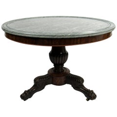 19th Century French Gueridon Table with Bleu Turquin Marble Top