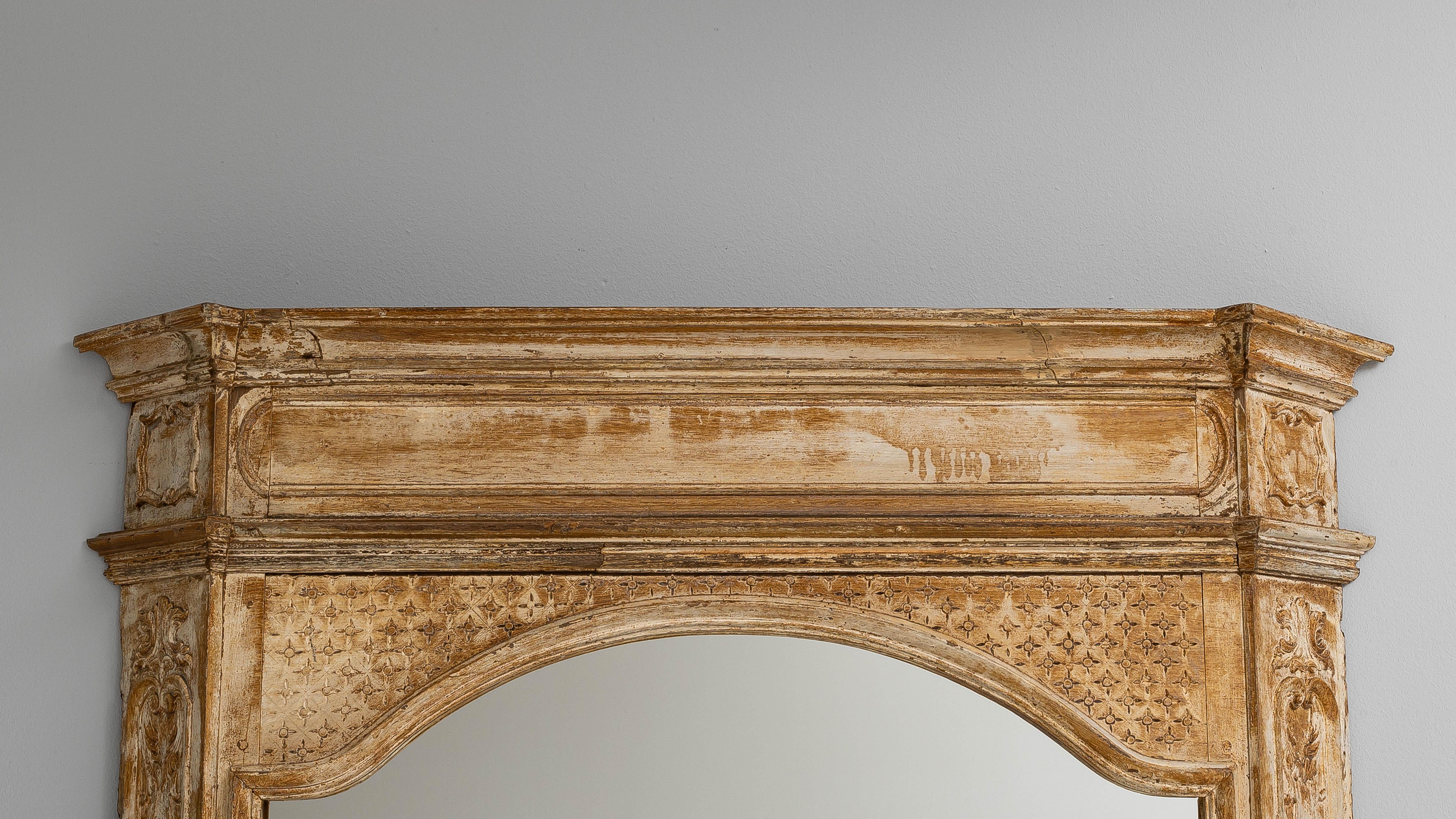 Specchio da terra gustaviano francese del XIX secolo con angoli inclinati in vendita 3