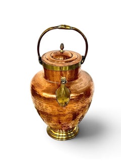 19th Century French Hammered Copper and Brass Jug or Pitcher with Dolphin Spout