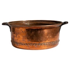 19th Century French Hammered Copper Cauldron, Antique Serveware