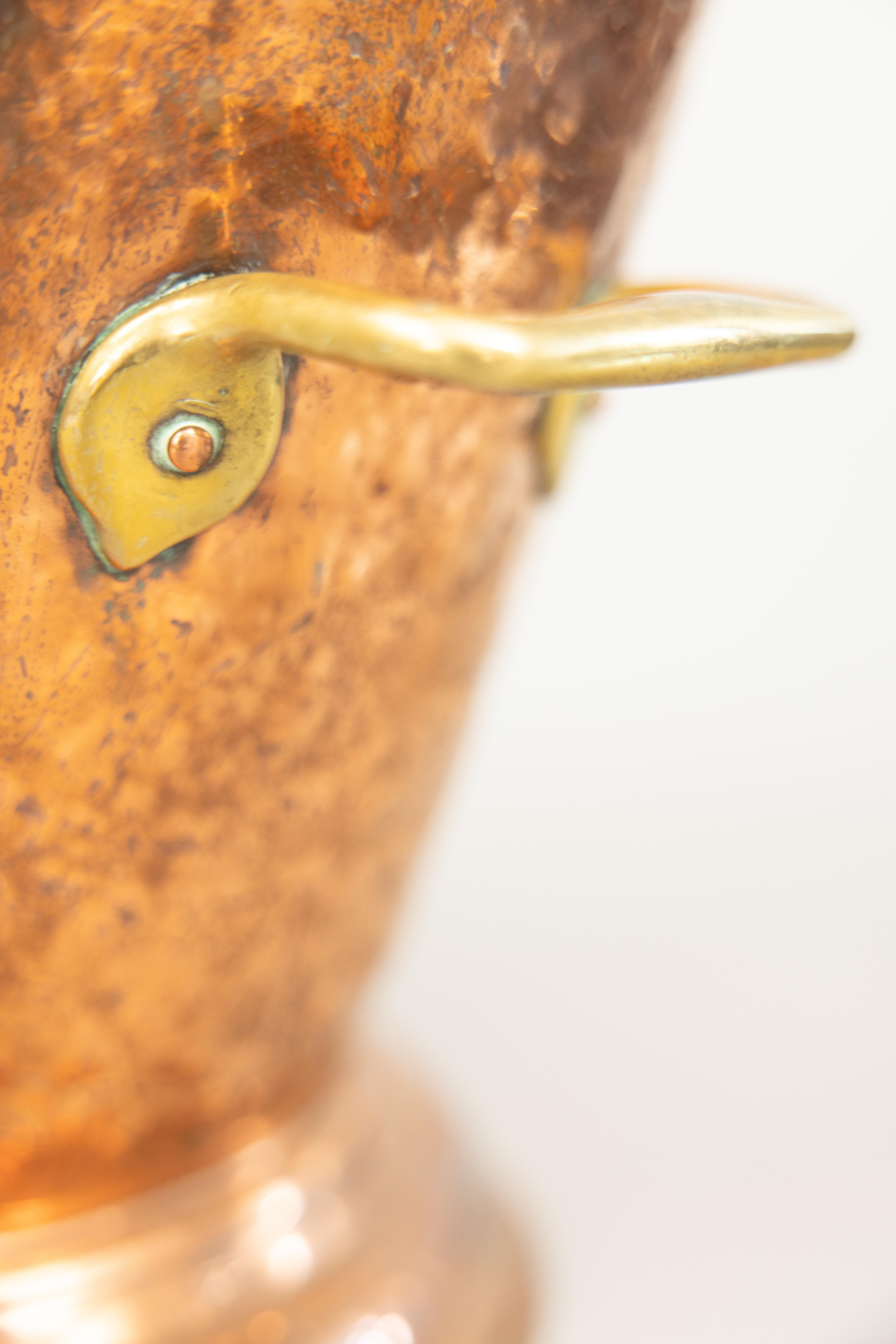 19th Century French Hammered Copper Coal Hod Scuttle Bucket Jardiniere Planter 5