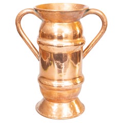 19th Century French Hammered Copper Floor Vase With Handles Umbrella Stand