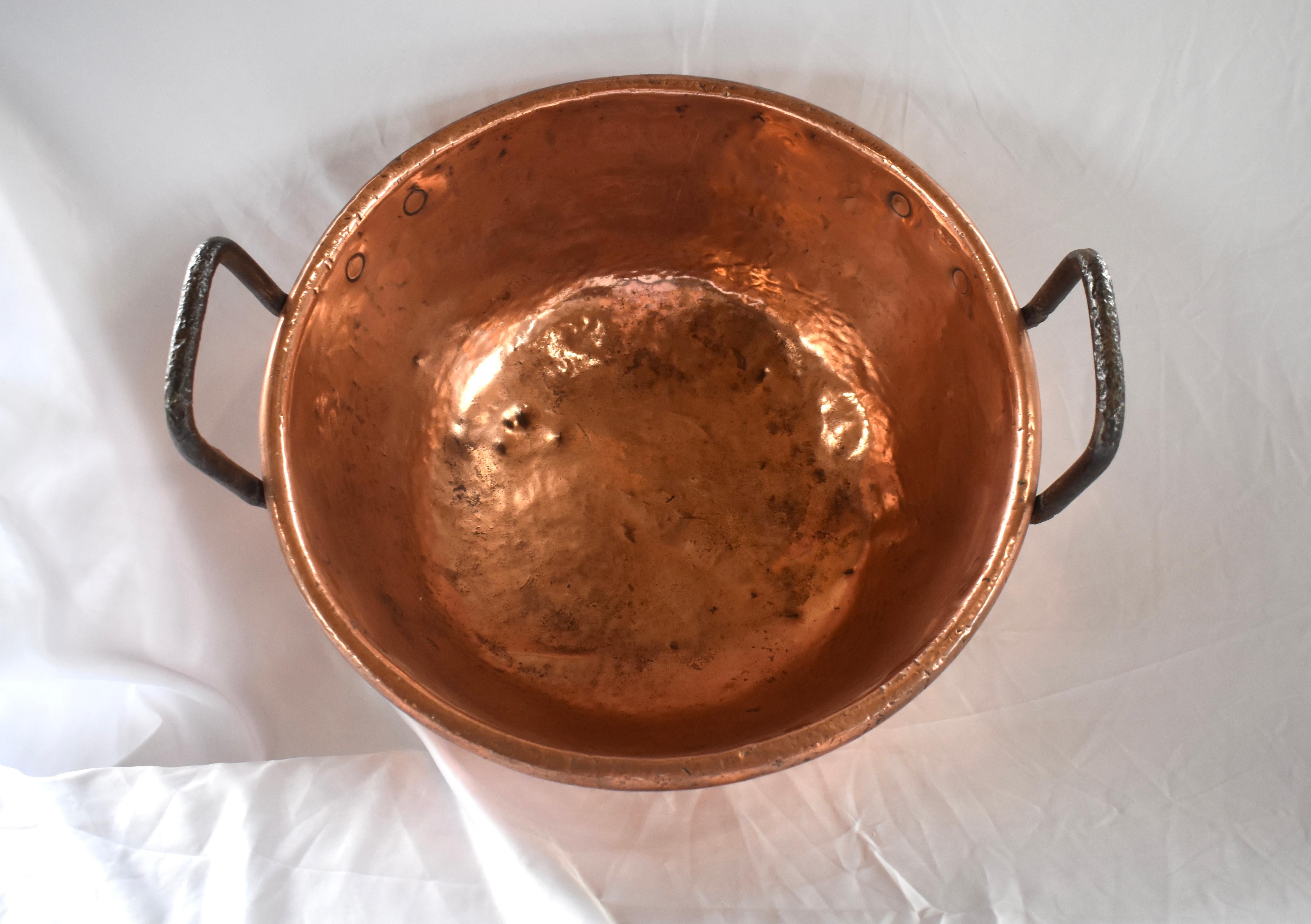 Rustic 19th Century French Hammered Copper Kettle