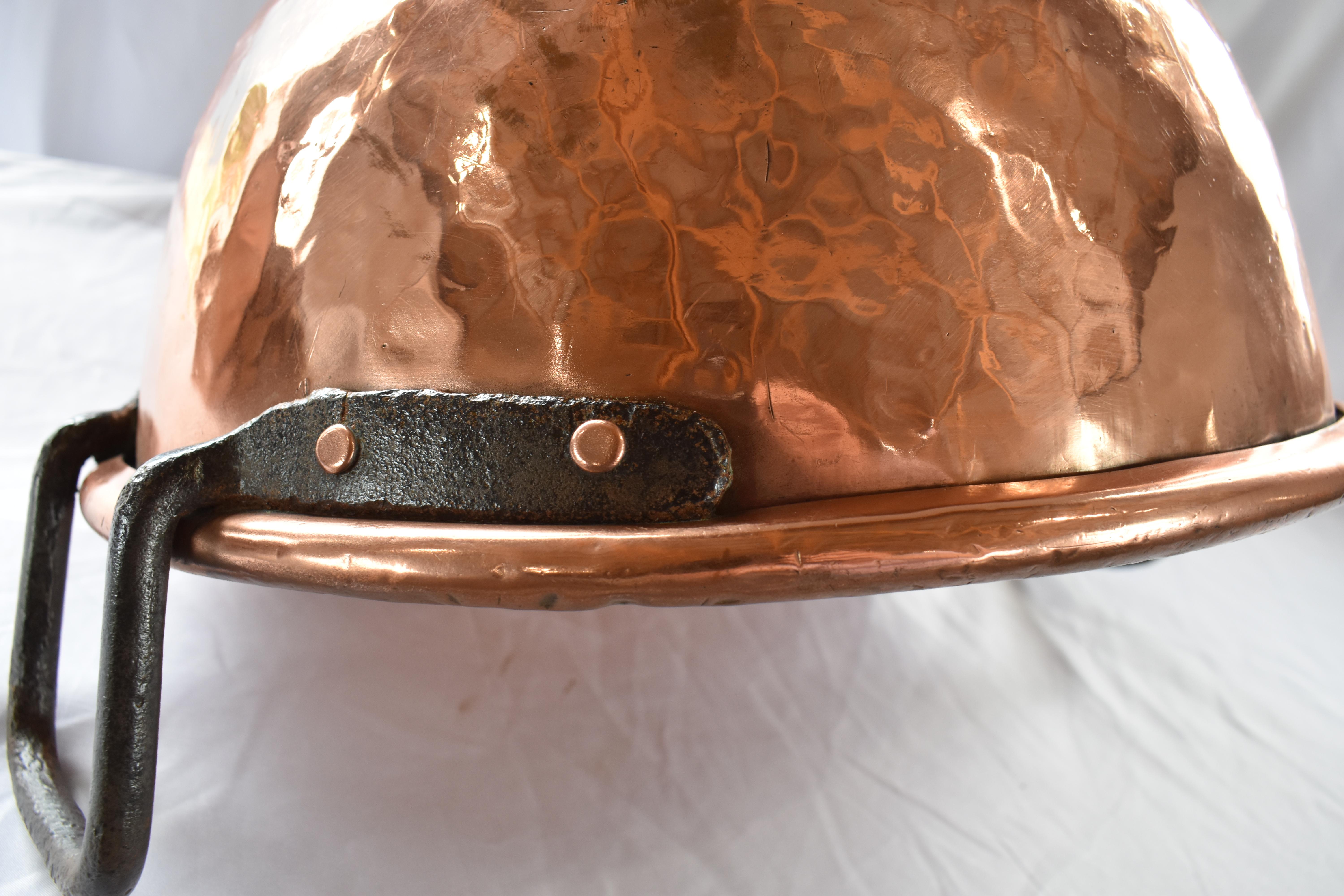 Iron 19th Century French Hammered Copper Kettle