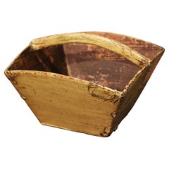 19th Century French Hand Carved and Painted Cherry Picking Basket