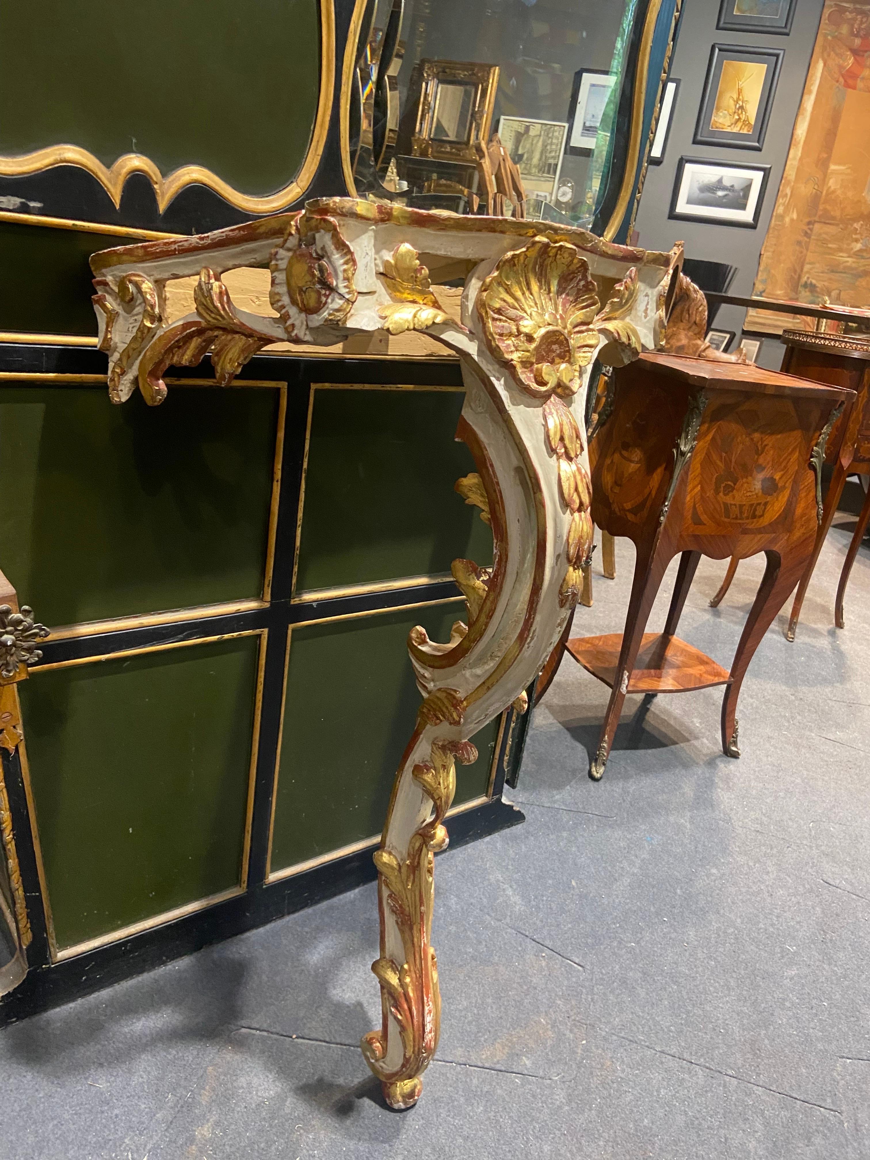 19th Century French Hand Carved and Painted Console in Louis XV Style In Good Condition For Sale In Sofia, BG