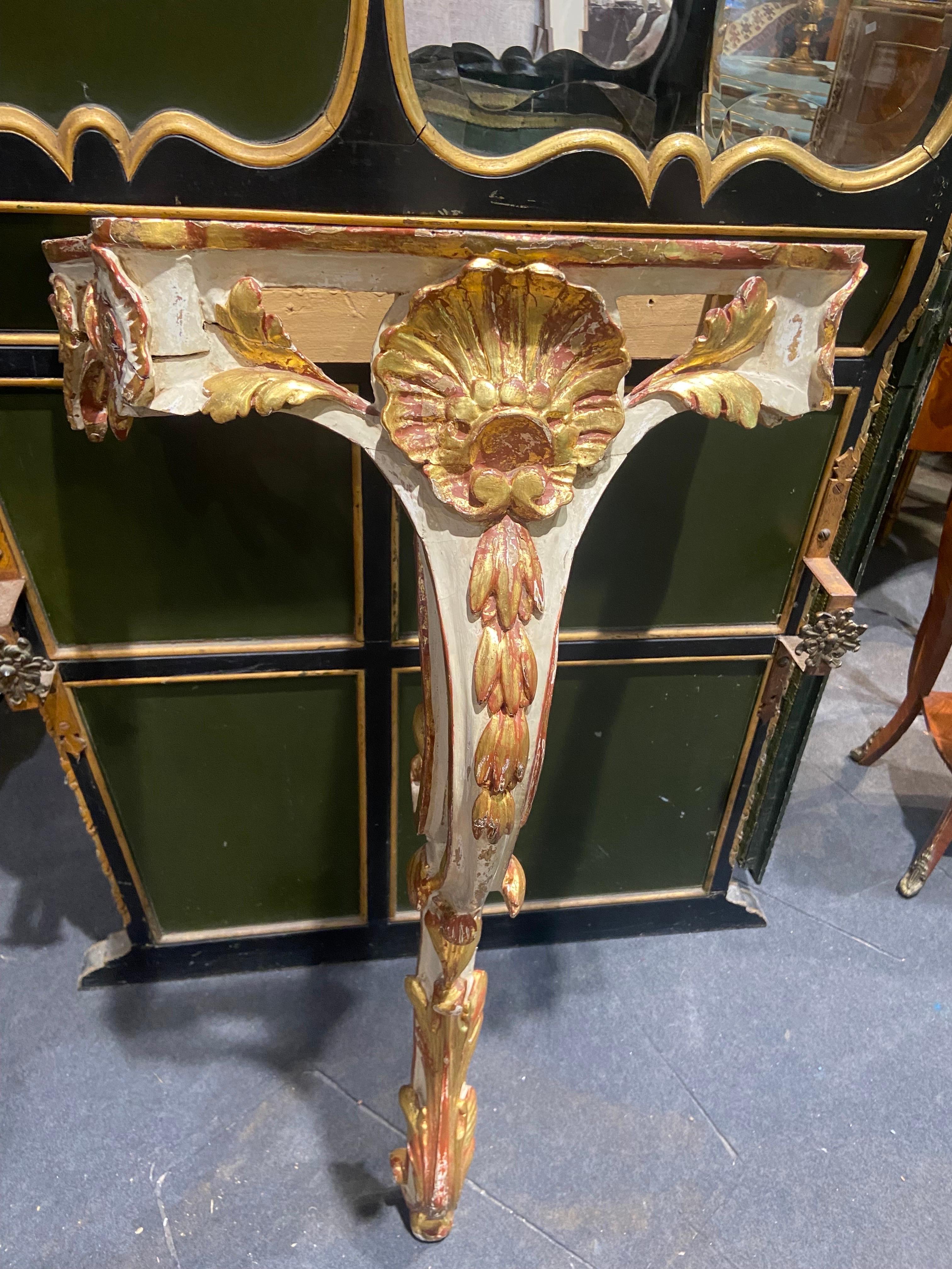 19th Century French Hand Carved and Painted Console in Louis XV Style For Sale 2