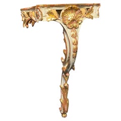 Console française du 19ème siècle sculptée et peinte à la main de style Louis XV