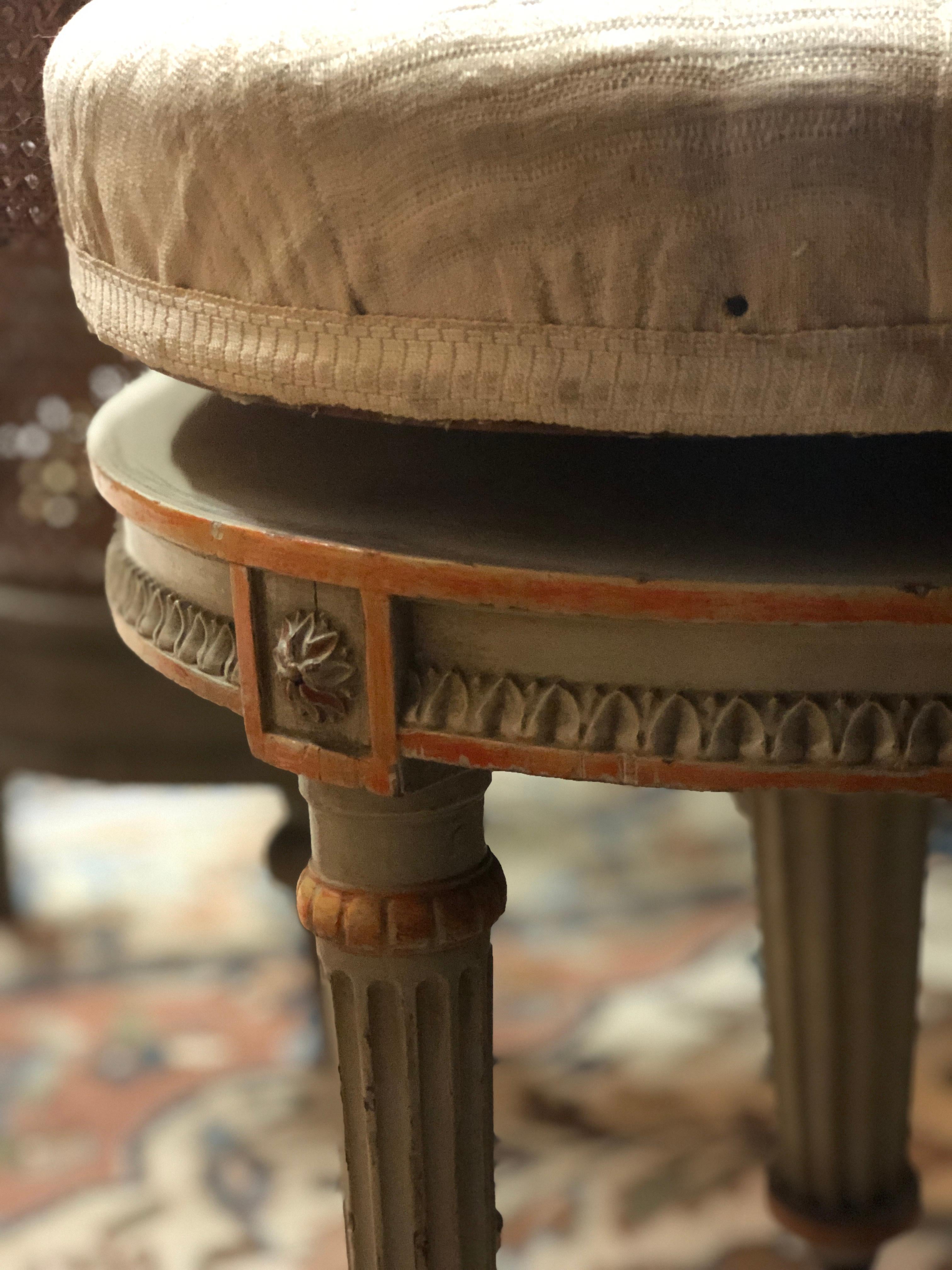 antique piano stool with backrest