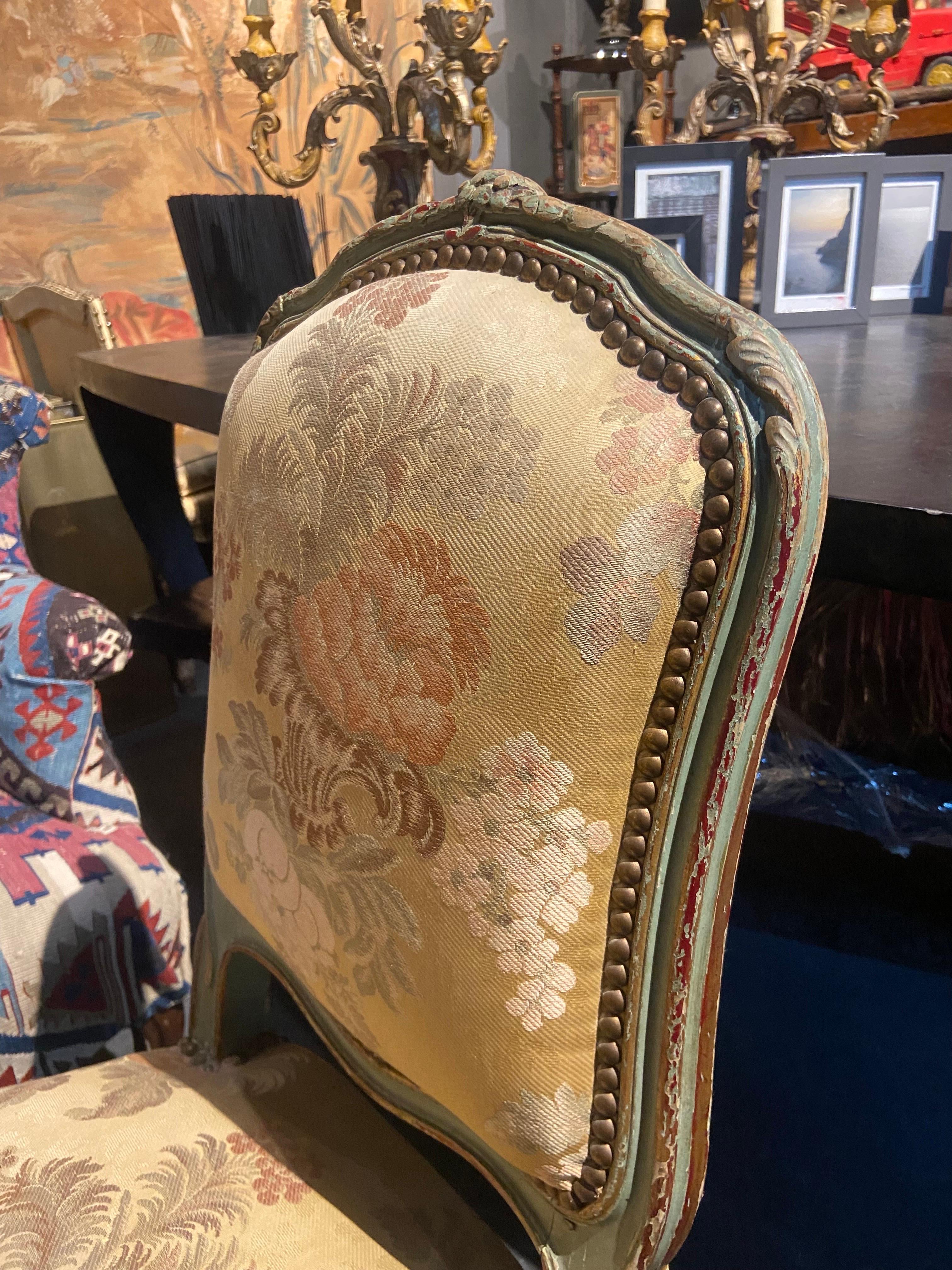 19th Century French Hand Carved and Painted side Chair in Louis XV Style For Sale 2