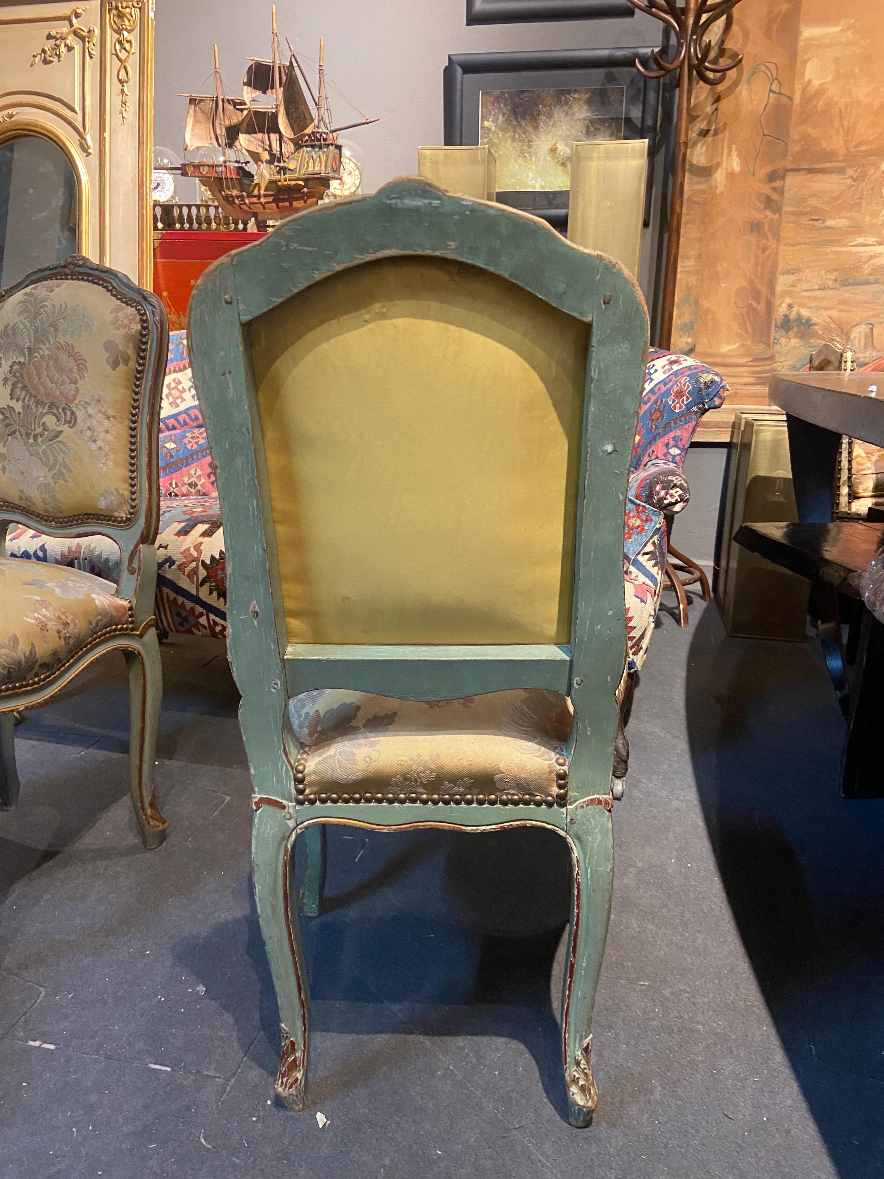19th Century French Hand Carved and Painted side Chair in Louis XV Style For Sale 3