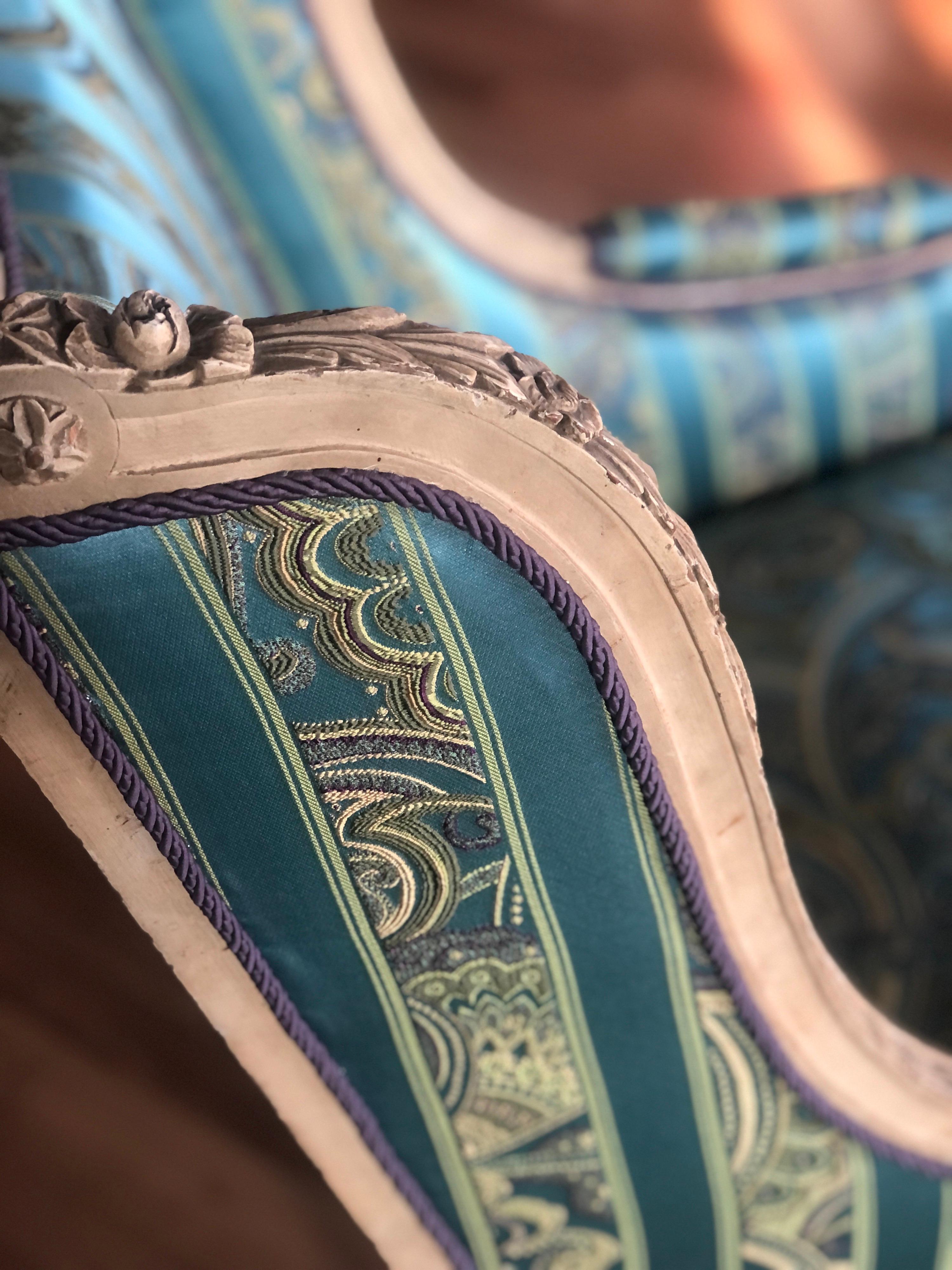 19th Century French Hand Carved Bergere Chairs - Armchairs in Louis XVI Style For Sale 1