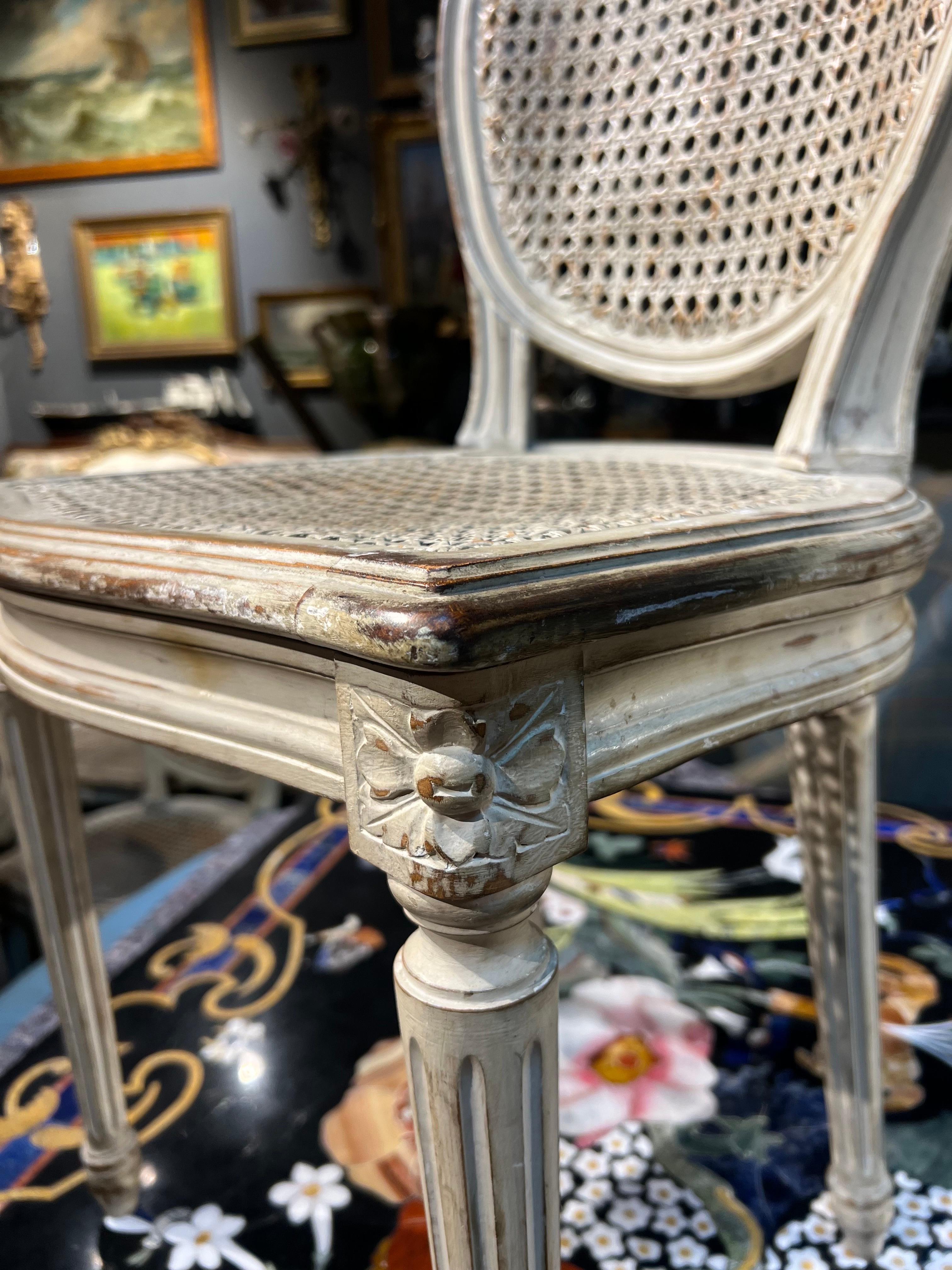 19th Century French Hand Carved Dining Chairs in Louis XVI Style with Cane Seats In Good Condition For Sale In Sofia, BG
