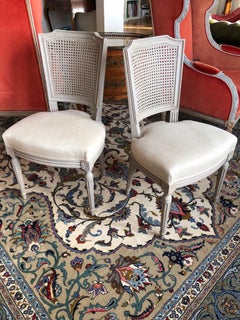 19th Century French Hand Carved Dining Chairs with Cane Backs, circa 1870
