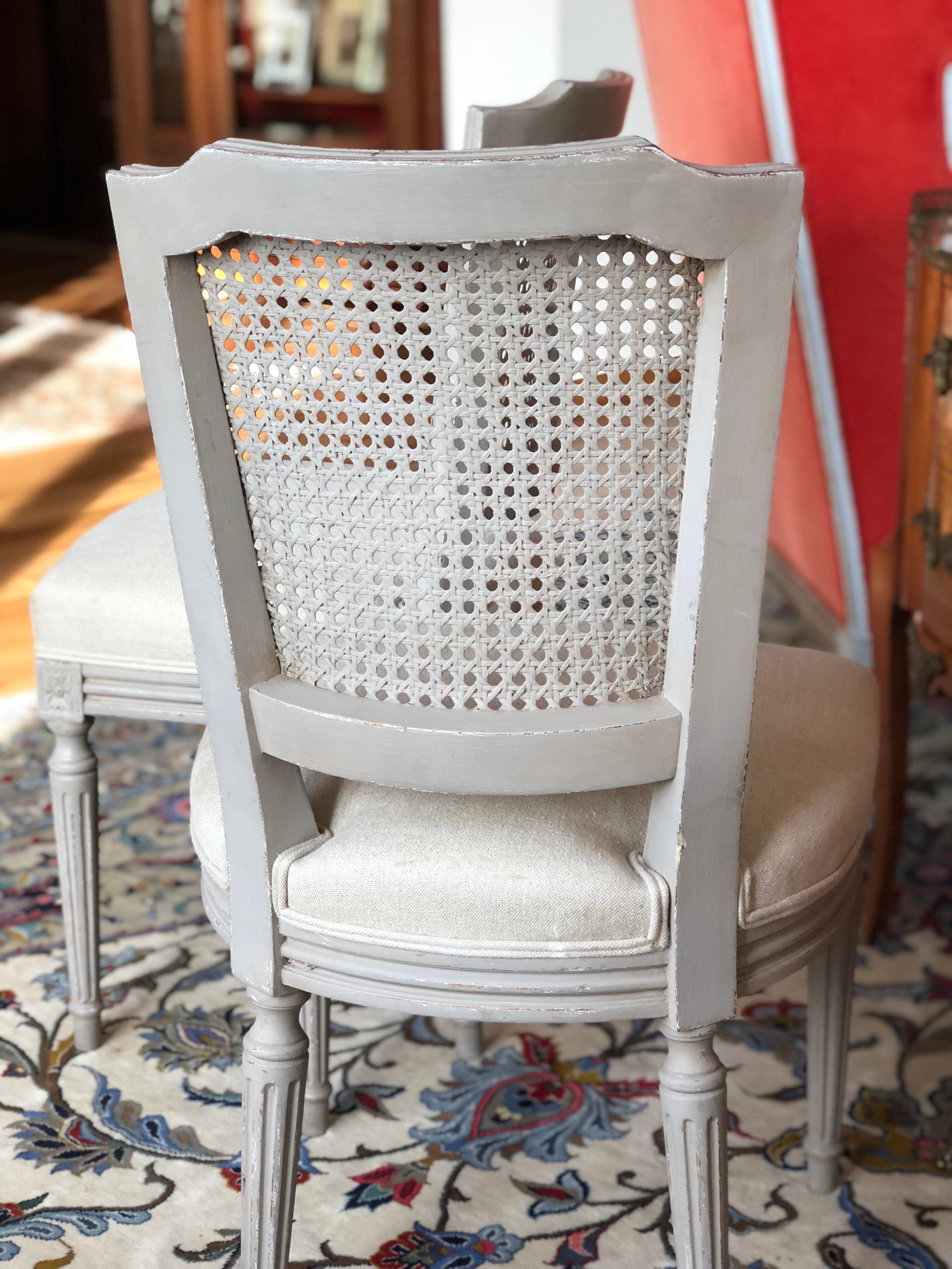 19th Century French Hand Carved Dining Chairs with Cane Backs, circa 1870 In Good Condition For Sale In Sofia, BG