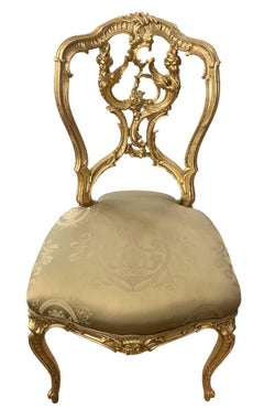 19th Century French Hand-Carved Gilded Chair