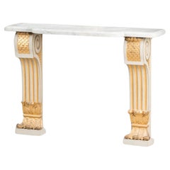 19th Century French Hand Carved Gilt Wood Console Table in Louis XVI Style 