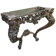 Antique 19th Century French Hand Carved Gilt Wooden Console, 1890s
