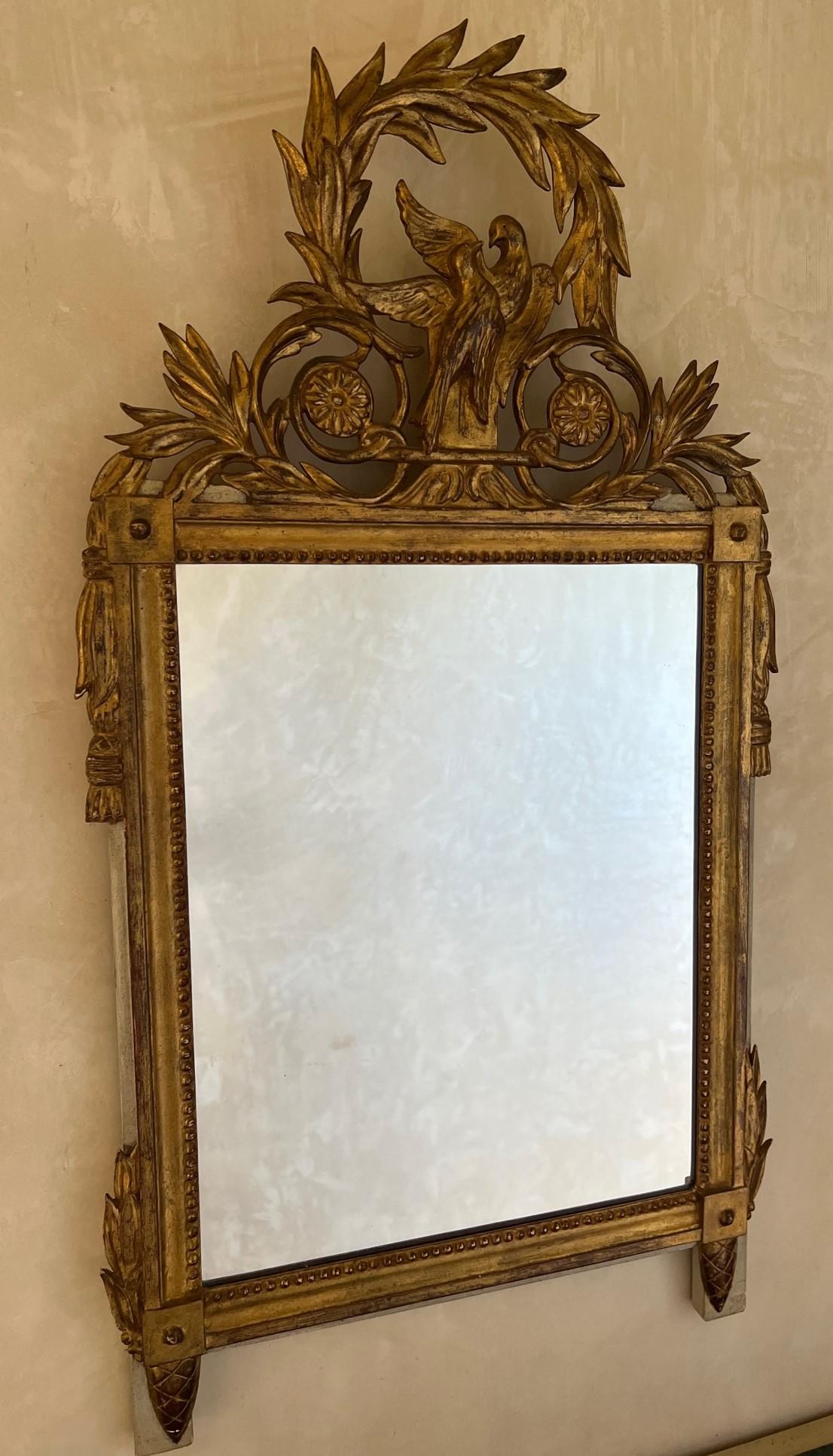19th Century French Hand Carved Giltwood Bridal Mirror 1