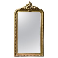 Specchio francese del XIX secolo in legno dorato intagliato a mano in stile Luigi XV