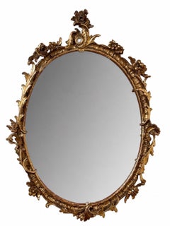 19th Century French Hand-Carved Giltwood Rococo Mirror with Original Patina