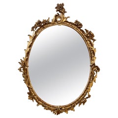 19th Century French Hand-Carved Giltwood Rococo Mirror with Original Patina