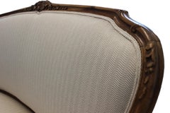 19th Century French Hand Carved Hardwood Canapé in Louis XV Upholstery