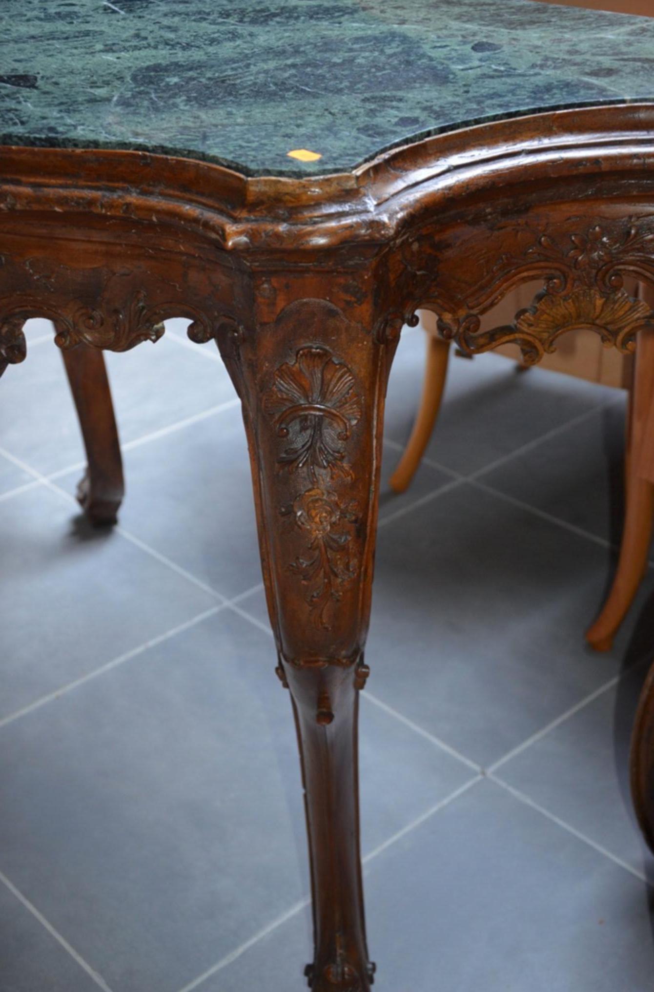 19th Century French Hand-Carved Marble-Top Console Louis XV Period For Sale 1