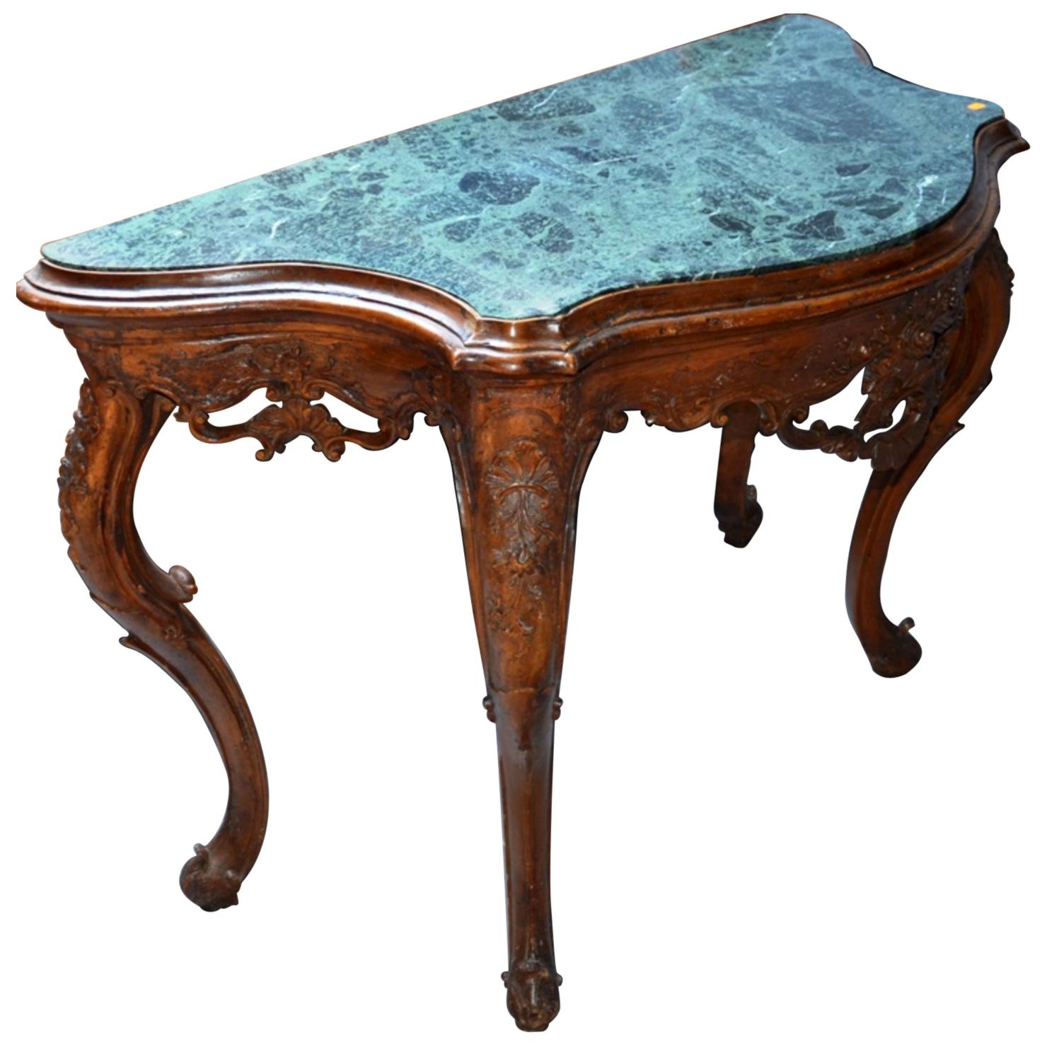 19th Century French Hand-Carved Marble-Top Console Louis XV Period