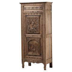 Bonnetière francese del XIX secolo intagliata a mano in Oak