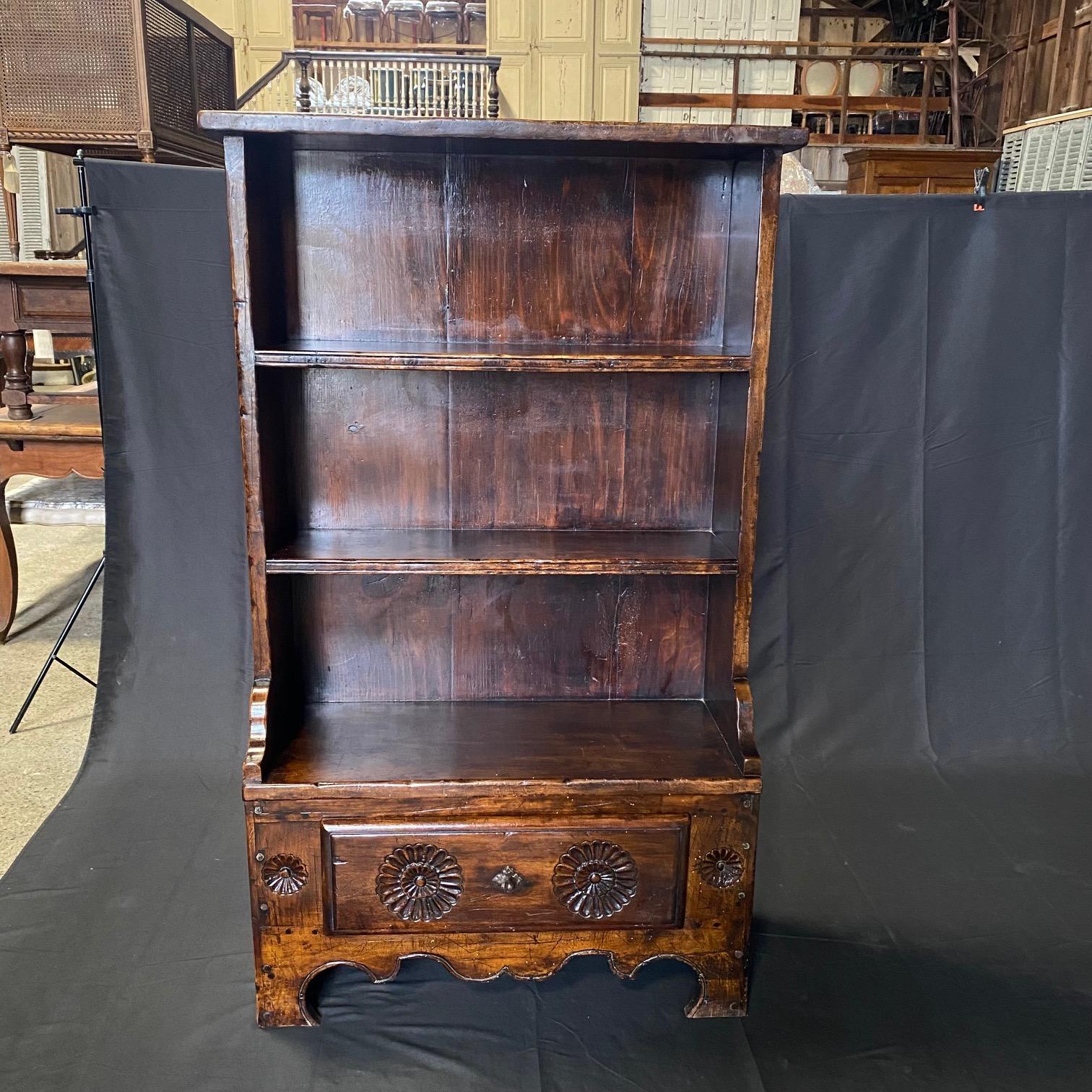  19th Century French Hand Carved Open Bookcase  For Sale 5