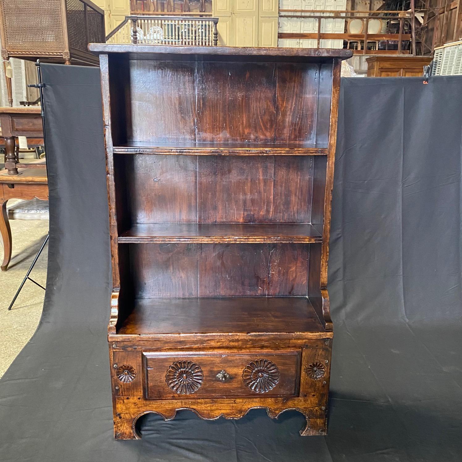  19th Century French Hand Carved Open Bookcase  For Sale 2